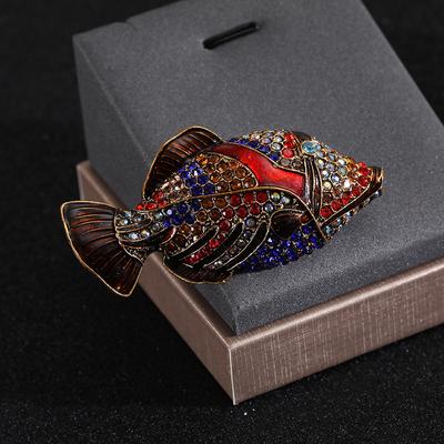 Direct Supply Tropical Fish Brooch Exquisite Diamond-Encrusted Alloy Medieval Niche Unique Retro Style Clothing Accessories