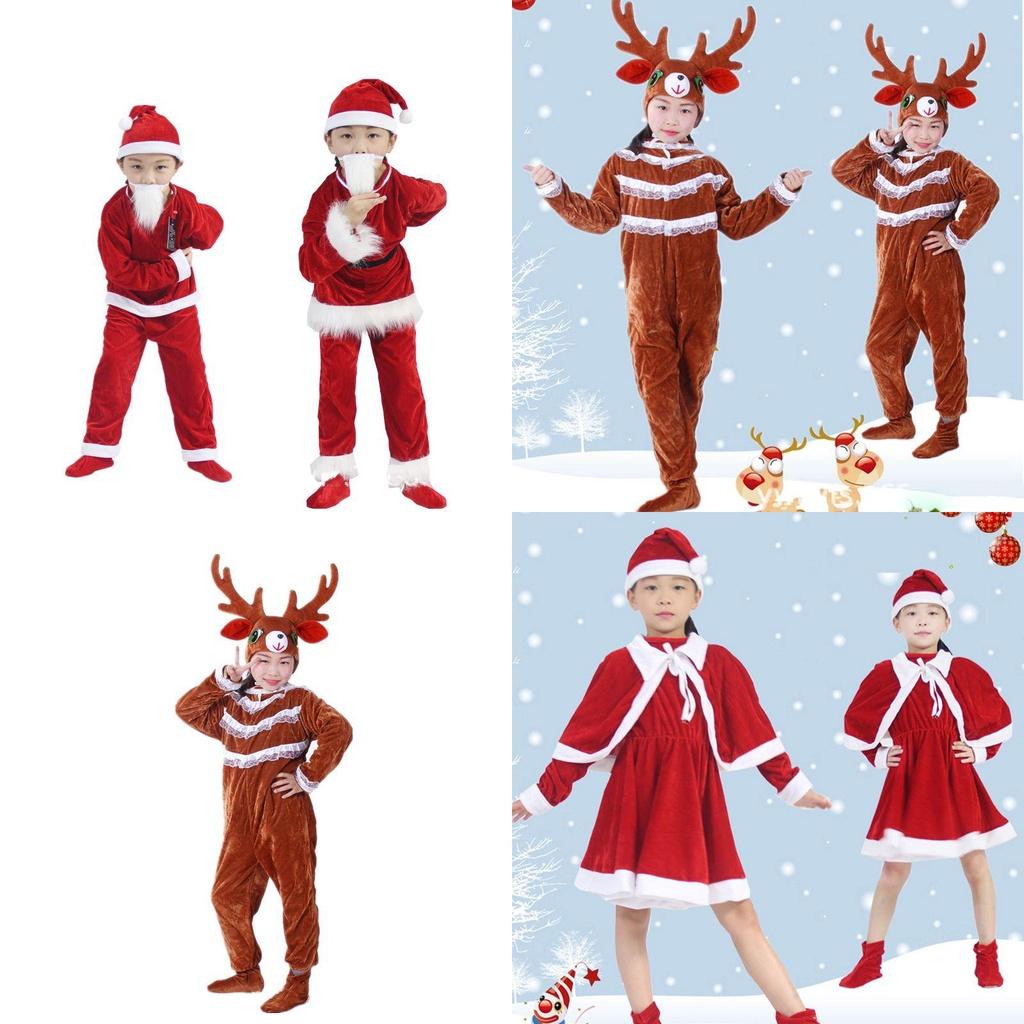 Extravagant Toddler Adult Elk Santa Claus Costume For Xmas Party