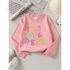 Girls' Soft Crewneck Sweatshirt with Colorful Numbers, Stars, And Hearts Print Pattern, Cute Creative Print, Casual All-Match for Fall Winter
