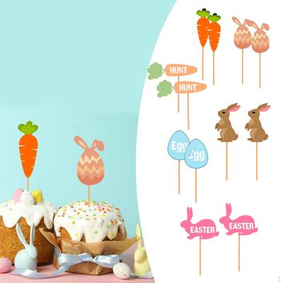 12 Stück Oster-Cupcake-Topper, Kucheneinsätze, Partyzubehör, Ornament, Kuchendekoration