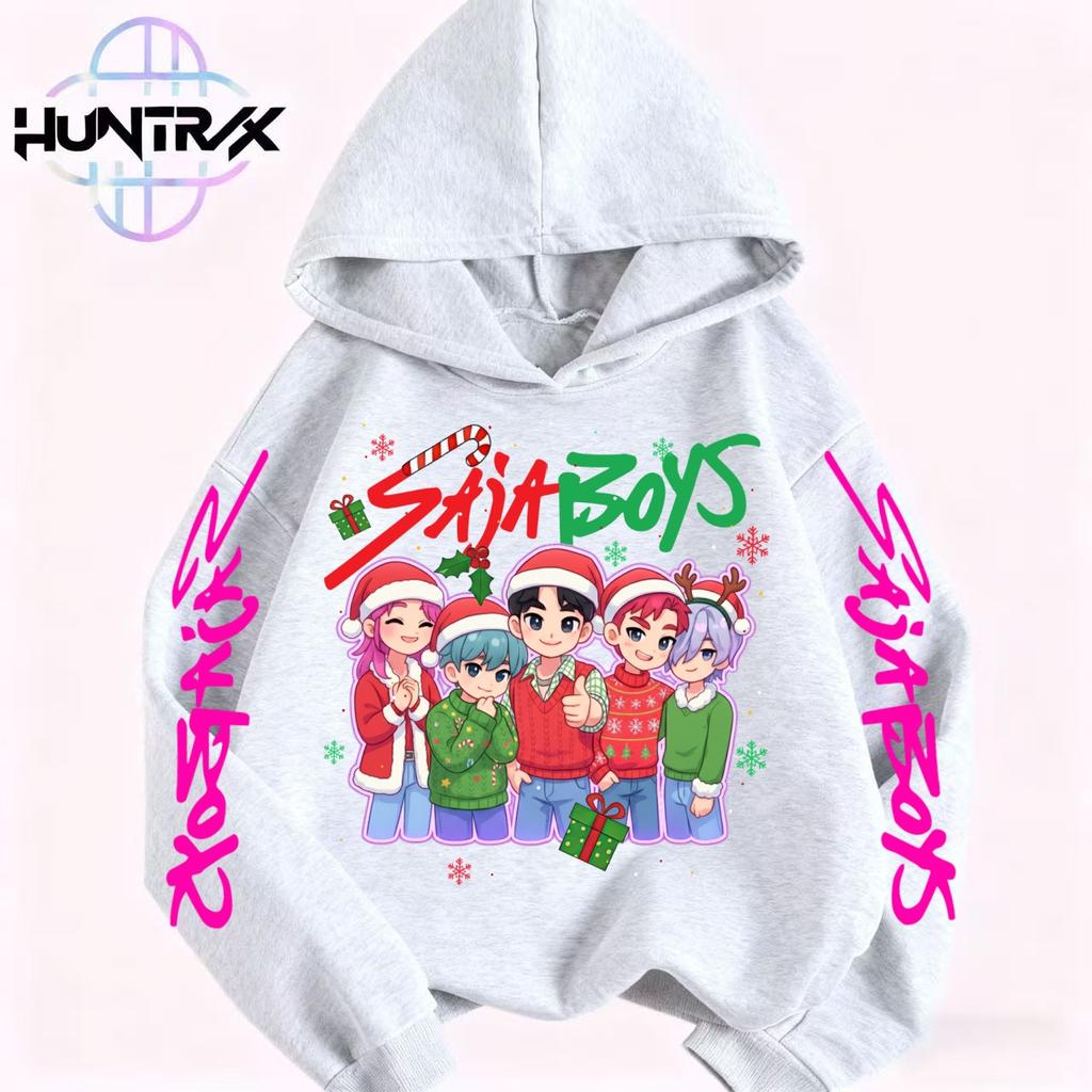 KPop Devil Hunter Christmas Cartoon Printed Men's and Women's Fashion Casual Spring and Autumn Sports Hoodie