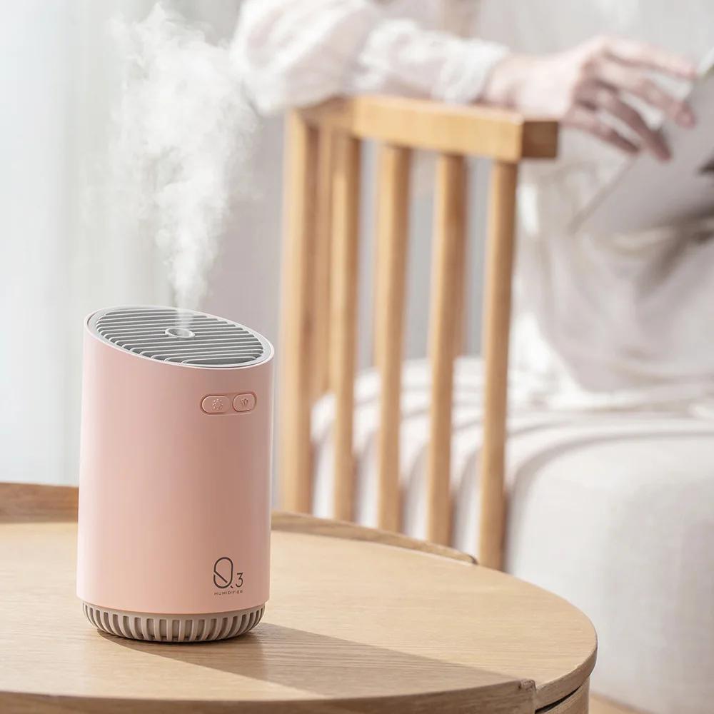 

Новый увлажнитель воздуха Светодиодная подсветка Распылительный увлажнитель Ароматерапия Диффузор эфирных масел USB Перезаряжаемый Очиститель воздуха розовый