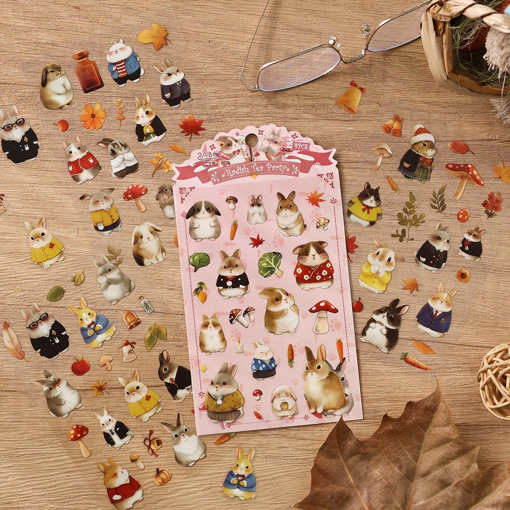 Kawaii Plush Story 4 Sheets Sticky Notes Pack Cute Stationery Stickers for Planner Diary Scrapbook Decorative Aesthetic Stickers