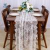 White Color Lace Table Runner Rectangular Shape Floral Embroidery Vintage Table Runners Soft European Style
