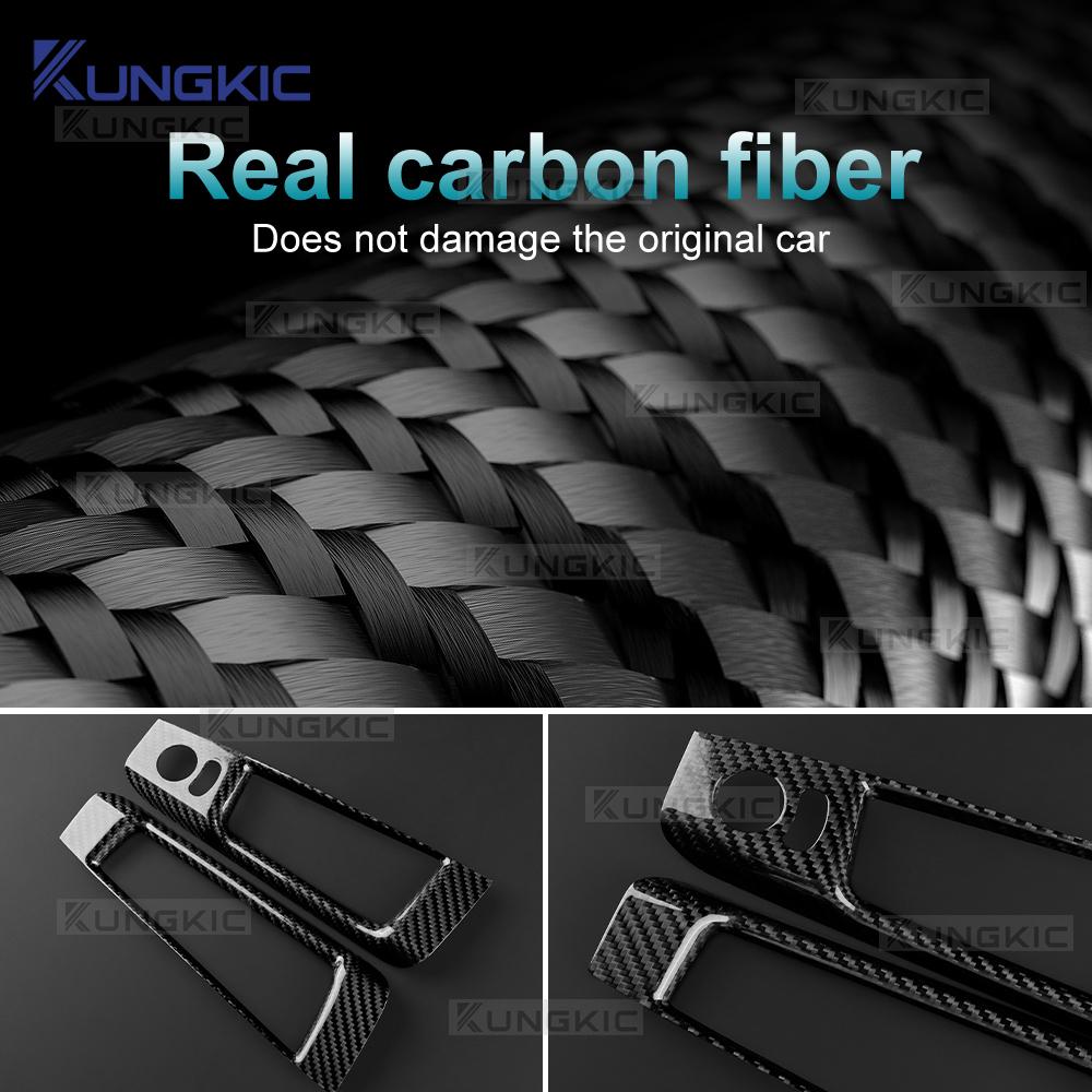 LHD RHD Real Hard Dry Carbon Fiber Sticker For Fiat 500 Abarth 595 695 2008-2025 Car Rearview Mirror Adjustment Switch Storage