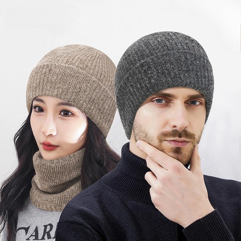 Winter New Wool Double-layer Thread Thickened Cold-proof and Warm Knitted Hat Men's and Women's Simple Ski Wool Cold Hat