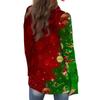 Damenmode, lässig, weihnachtlich bedruckt, mittellange Strickjacke