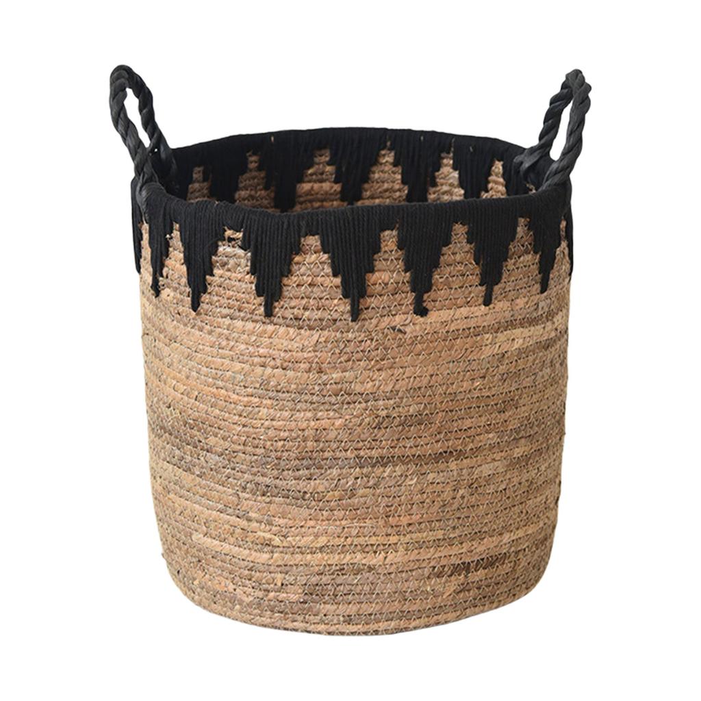 Elegant Woven Cotton Rope Basket Spacious Plant Basket Plant Holder with Handles Perfect for Any Home Setting