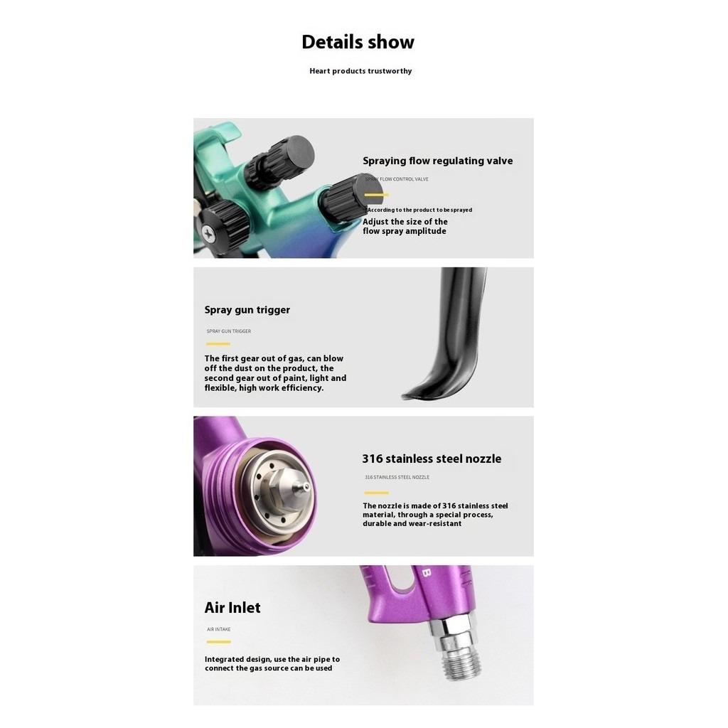 Car Special High Atomizing Spray Paint Gun Low Pressure  Pneumatic Spray Paint Gun Oil Water Dual-Purpose Spray Gun