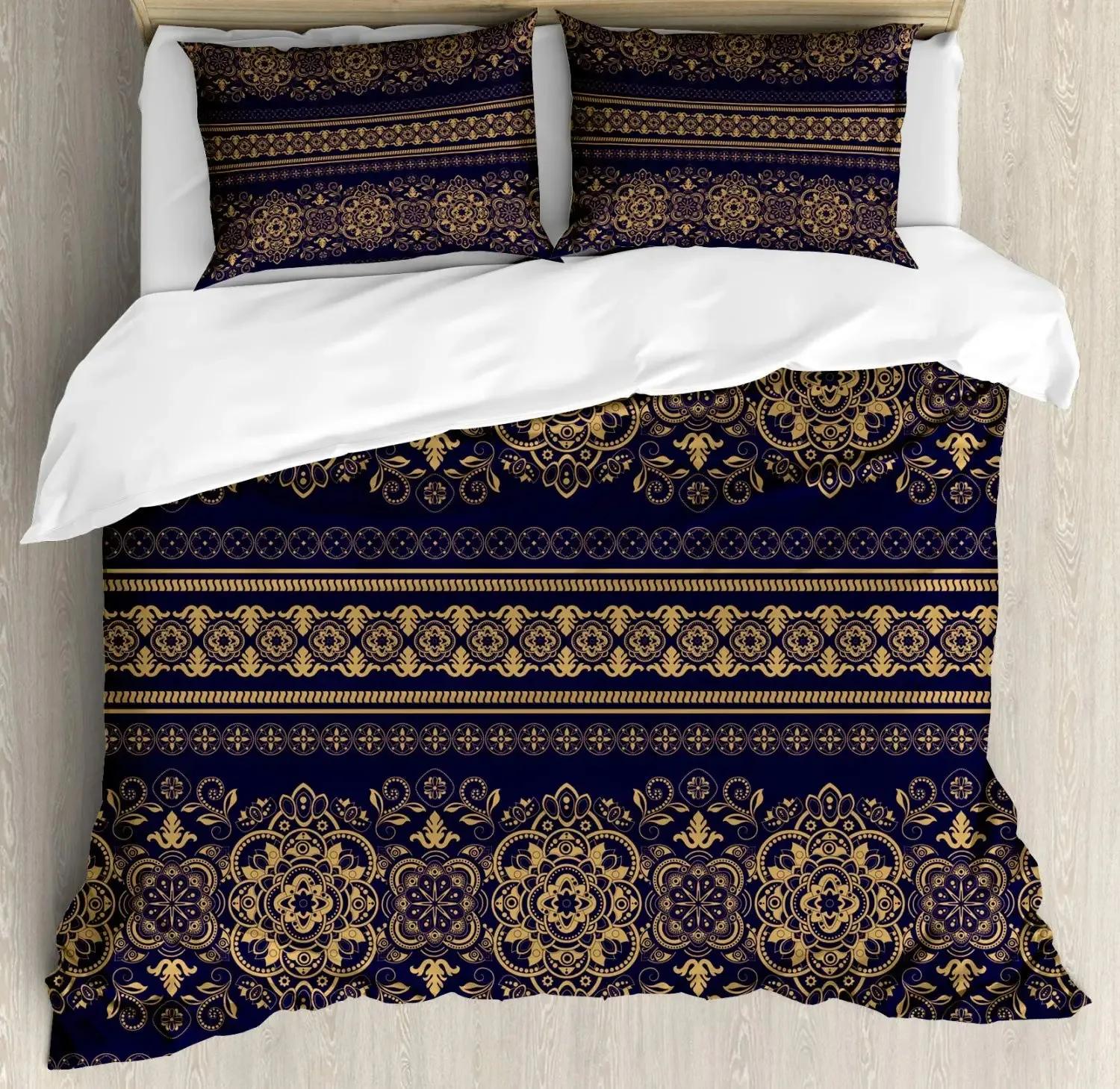 

Medieval Duvet Cover Set,Heraldic Design From Middle Ages Coat of Arms Crown Lions and Swirls, Bedroom Decorative Bedding Sets 70x133cm
