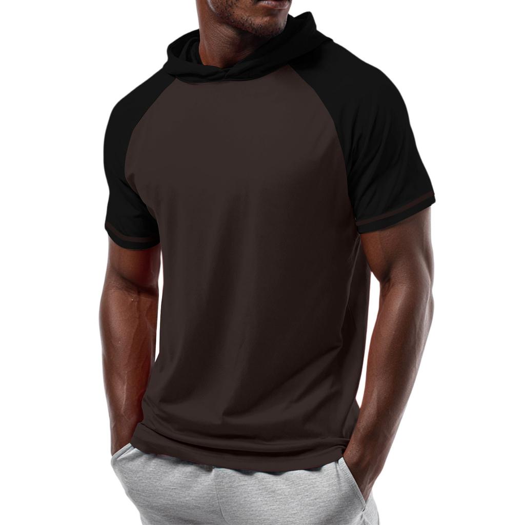 Pánské tričko s kapucí s krátkým rukávem a rovnými rameny