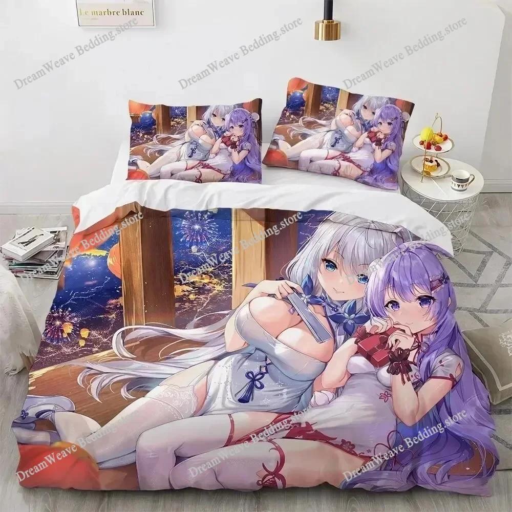 3D Print Kawaii Anime Sexy Girl Bedding Set Duvet Cover Bed Set Quilt Cover Pillowcase Comforter King Queen Size Boys Adult9639