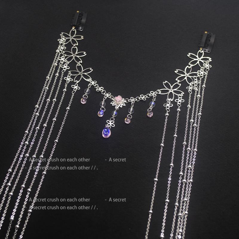 Bangs Flower Tassel Hairpin - Ancient Style Bindi Ornament for Retro Fairy Hanfu Look