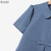 ZANZEA Women Short Sleeve Blouse and Midi Skirts Casual Two Piece Suit Sets