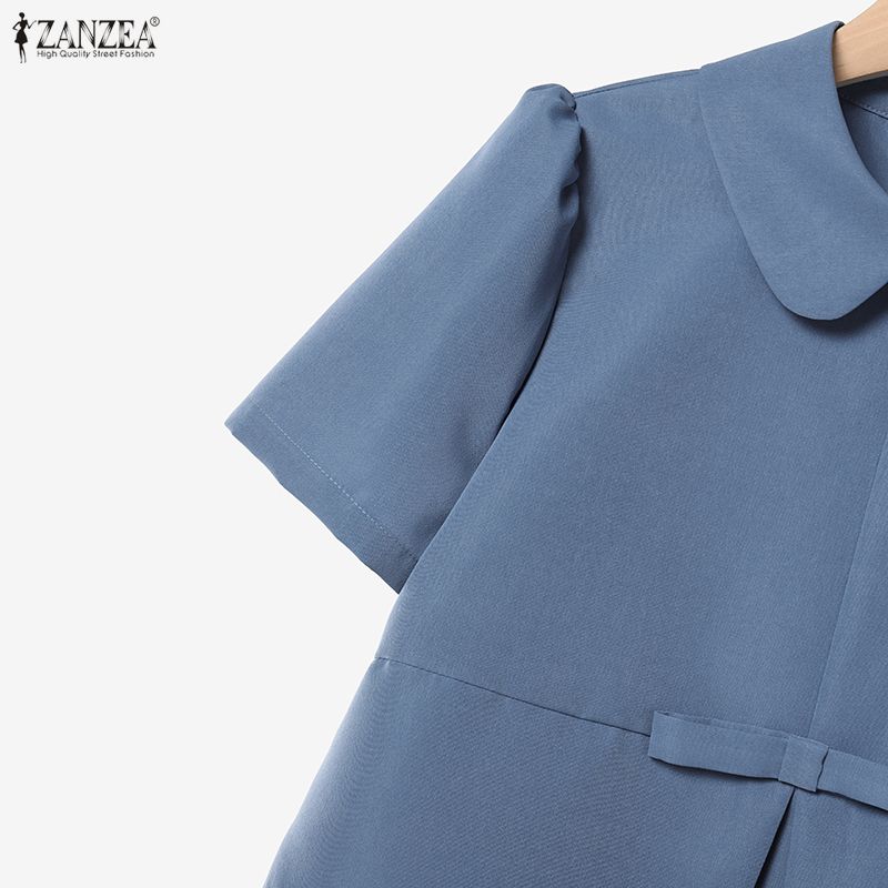 ZANZEA Women Short Sleeve Blouse and Midi Skirts Casual Two Piece Suit Sets