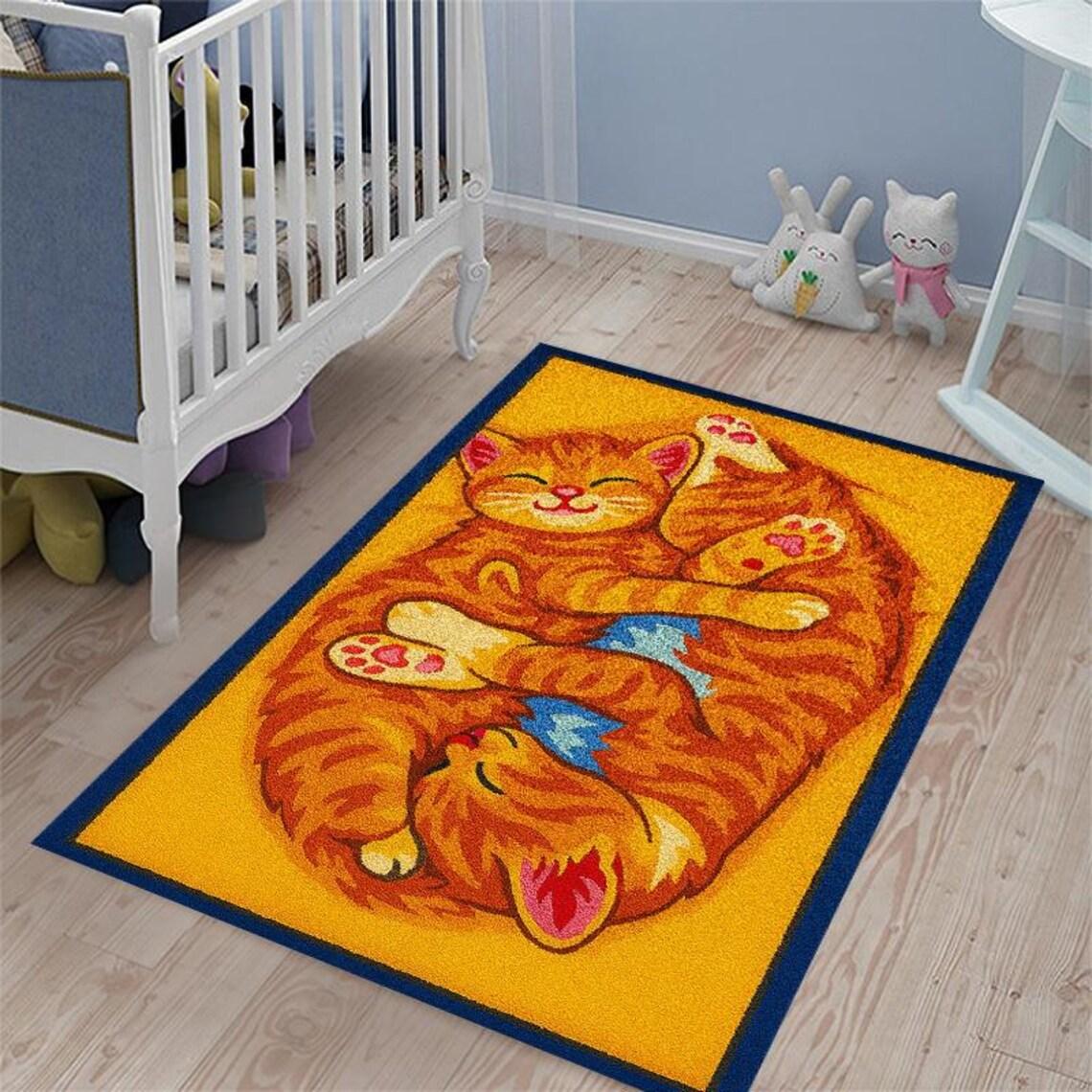 

Orange Cat Carpet Orange Cat Carpet Oil Painting Style Cat Living Room Bedroom Carpet Door Mat Home Decoration Rug 40x60cm