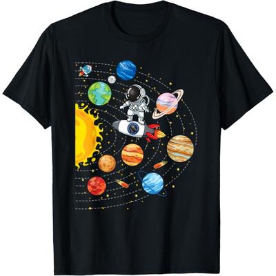 Sonnensystem Planet Weltraum Astronaut Universum Jungen Mädchen Kinder T-Shirt