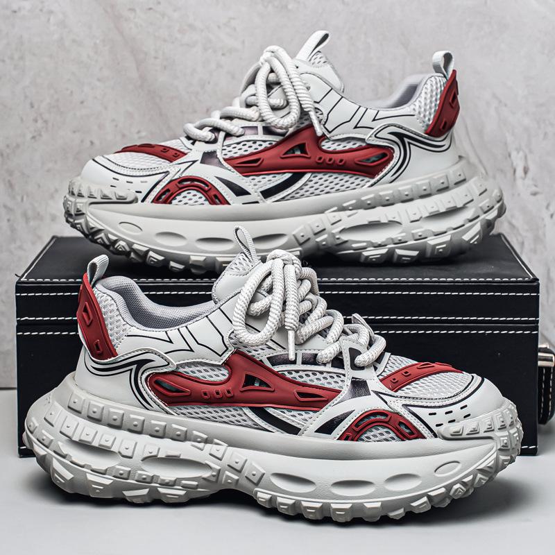 2025 Summer Trendy Men's Dad Sneakers: 5cm Height Boost, Color Block, Thick Tire Sole, Casual Style