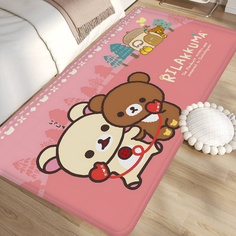 Kawaii Rilakkuma Bear Door Mat Nordic Style Bedroom Living Room Doormat Home Balcony Anti-Slip Alfombra