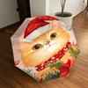 Christmas Cat with Santa Hat & Scarf - Festive Holiday Gift for Fans, Travelers, Everyday Use | Auto Open Close Umbrella | Portable 3-Fold D