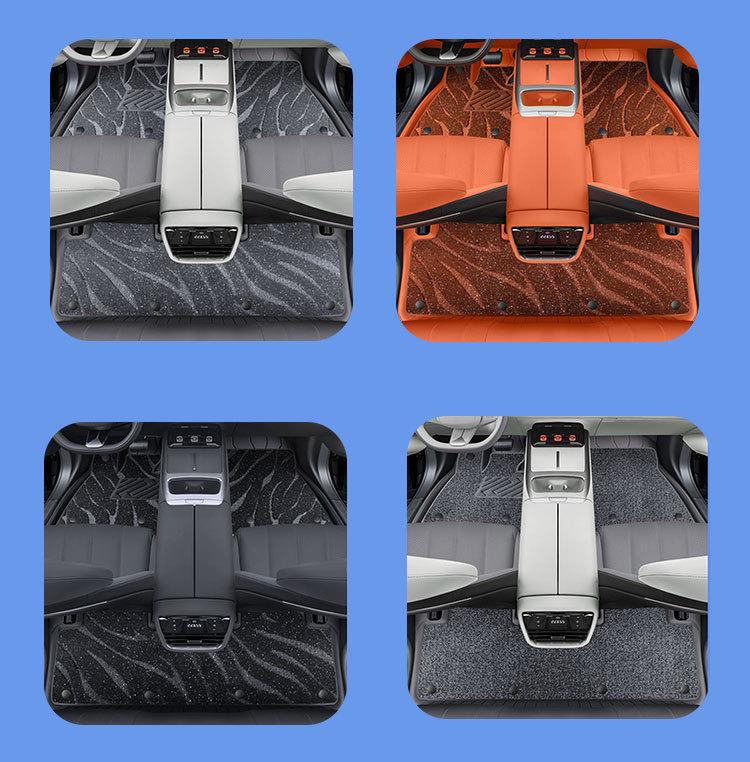 Odorless Dark Blue L07 Car Floor Mats: Full-Coverage Interior Protection, Eco-Friendly and Durable Leather Design