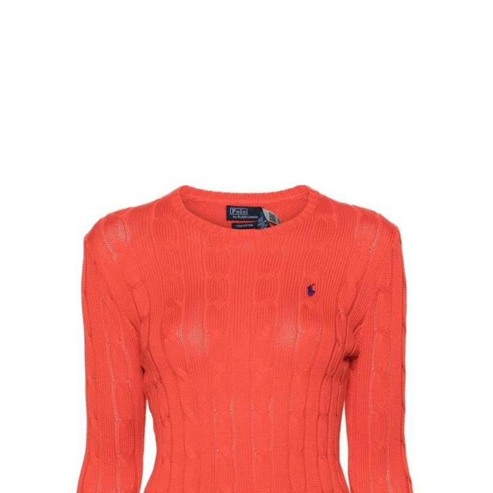 Polo Ralph Lauren Solid Color Crew Neck Fitted Logo Long Sleeve Sweater Women sweater Red 211891640016