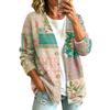 Women's fashionable casual buttoned patchwork fabric printed coat