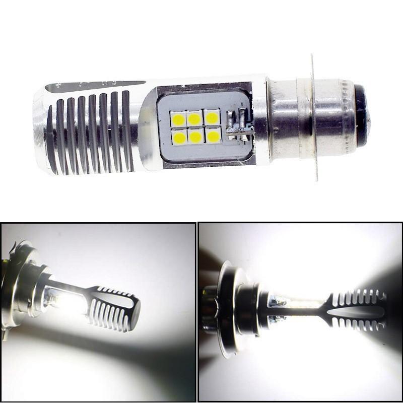 1Pc Motorcycle H4 Ba20D P15D Headlight 3030 24Msd Led Light Bulbs Dual Color White Yellow Plug And Play For Atv Moped Bike