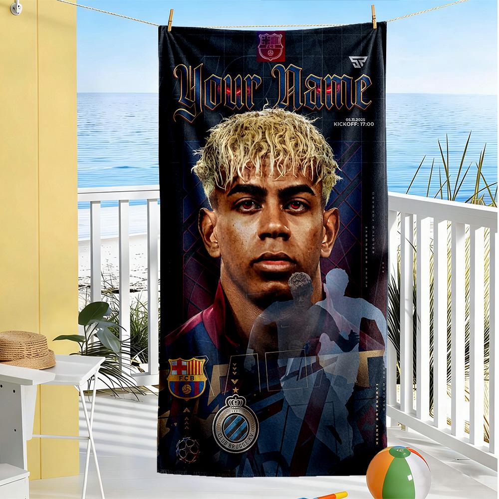 Lamin Yamal Personalisiertes Text Strandtuch Super Weich Saugfähig Geeignet Für Sport Reisen Schwimmen Yoga Badezimmer Strand Und Pool