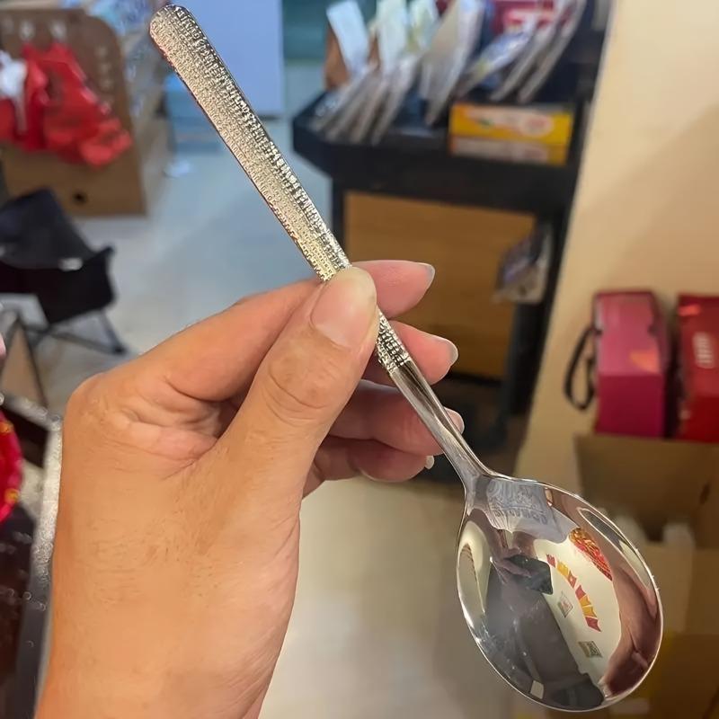 8pcs Stainless Steel Hammering Spoon Set - Suitable for Soup, Catering And Kitchen Use