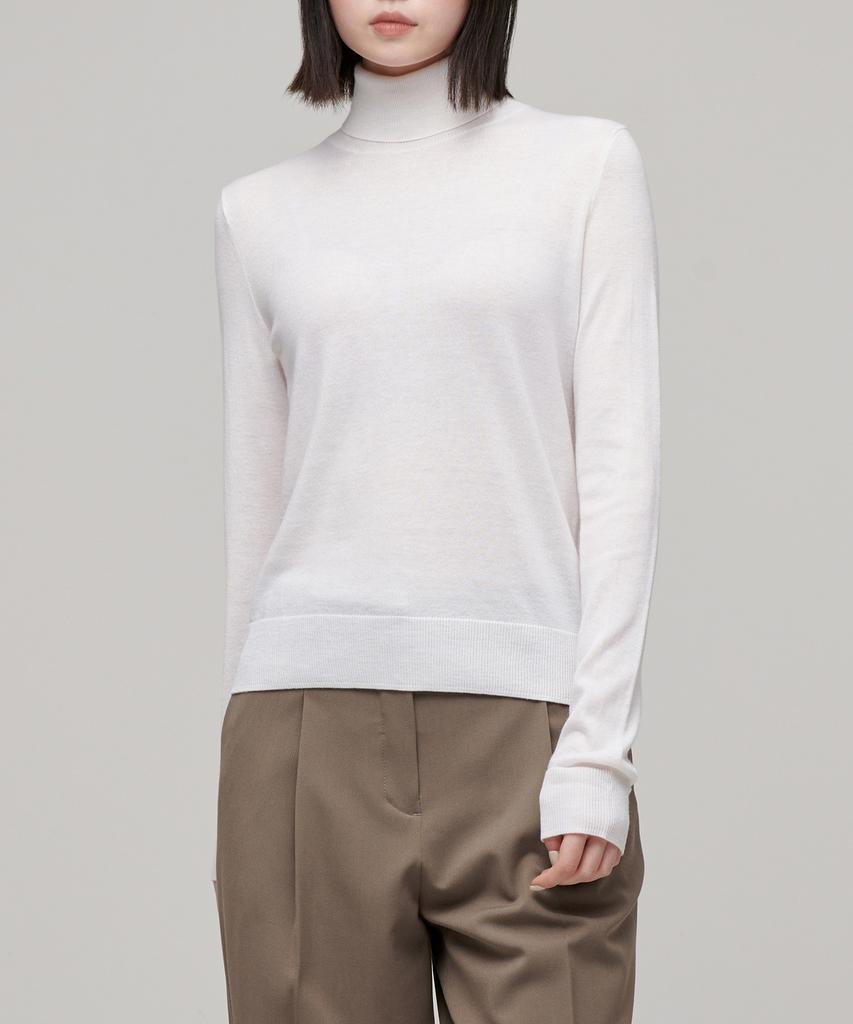 MUSINSA STANDARD WOMAN Women'S Merino Wool Blend High-Gauge Turtleneck Knit [Ivory]