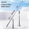 Bastone Selfie Telescopico da 300cm Design in Fibra di Carbonio 5 Lunghezze Regolabili per Accessori di Montaggio Telecamere Sportive