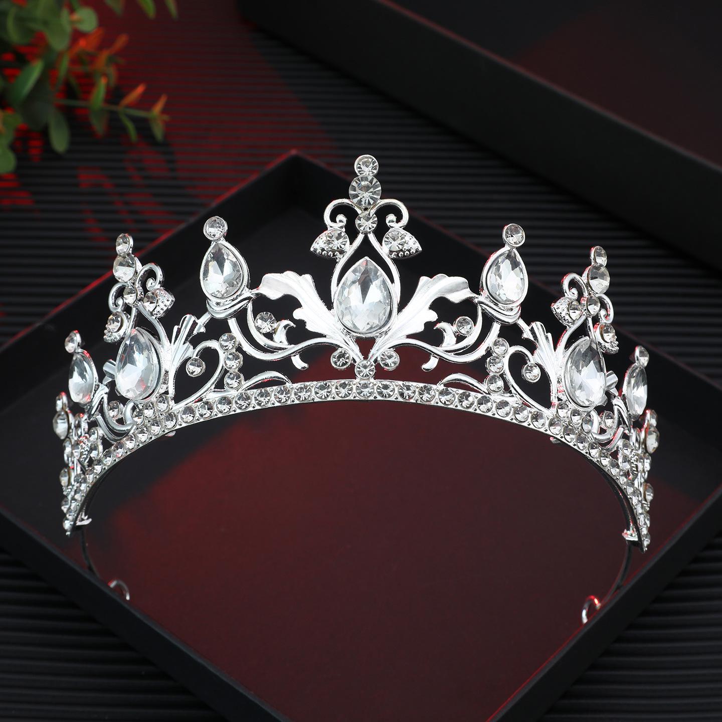 European and American Hot-Selling Bridal Rhinestone Crystal Alloy Crown серебристый белый бриллианта