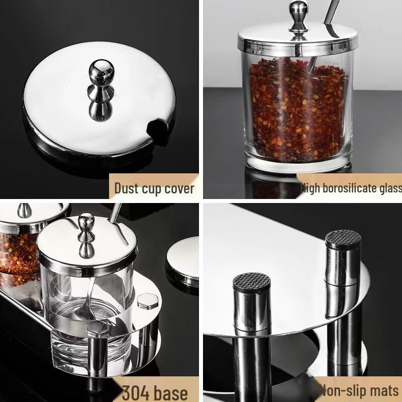 Mailang Stainless Steel & Glass Spice Jars Set