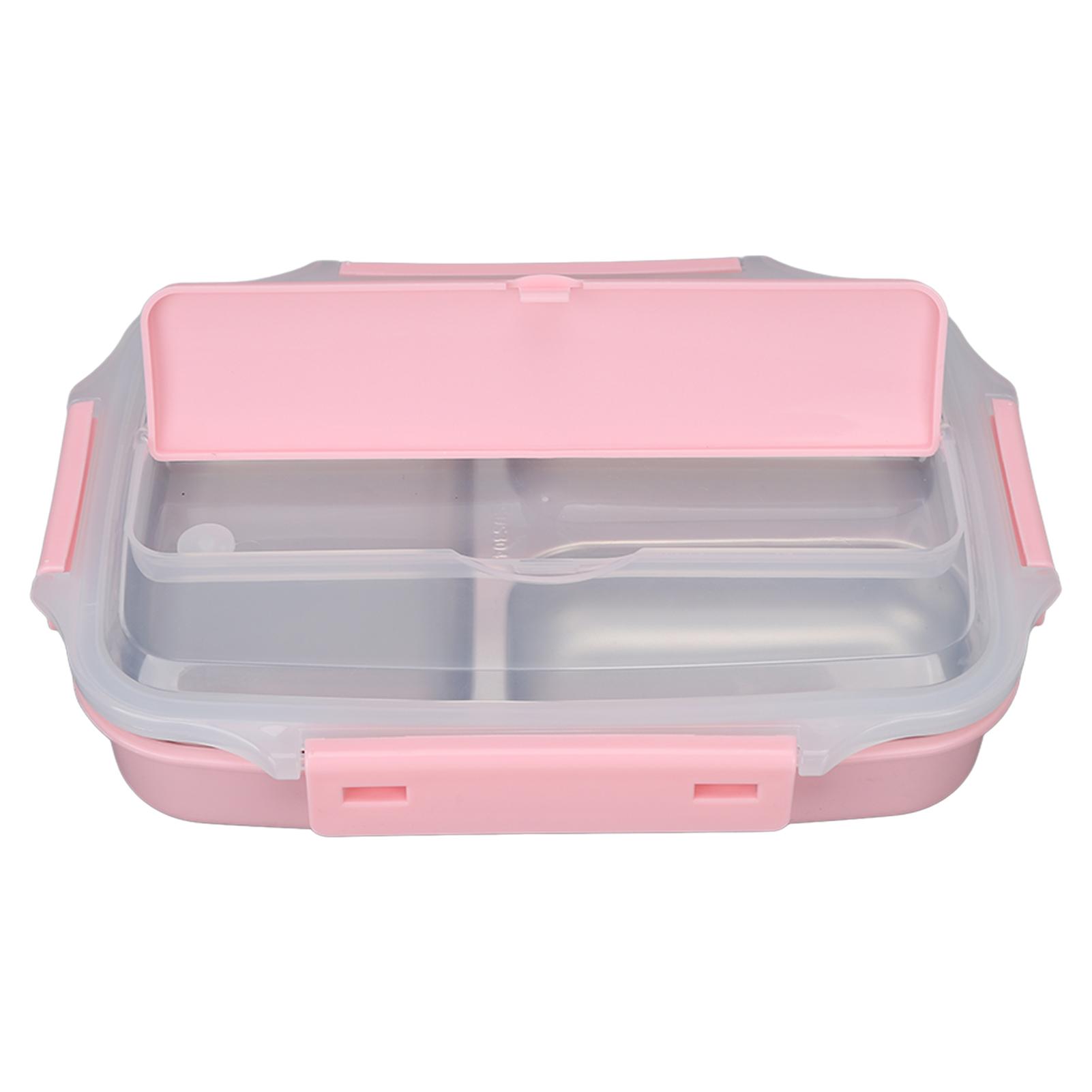 

Термоизолированный ланч-бокс бенто 3 отделения герметичный 304 нержавеющая сталь ланч-бокс бенто для студентов школы офиса Pinkish