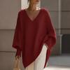 2025 Cross-border Foreign Trade Women's Clothing Autumn and Winter New Solid Color Long-sleeved V-neck Top