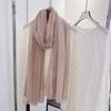 Korean Style Literary Linen Color Cotton Linen Thin Scarf Fashionable Women's Outer Shawl Spring and Summer Fashionable Solid Color Lace Scarf
