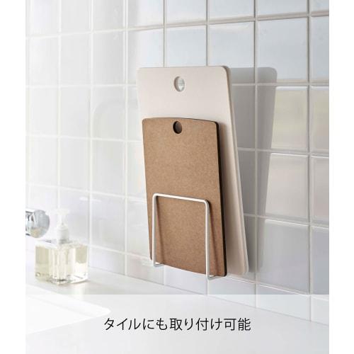 Yamazaki Tower Film Hook Cutting Board Holder, White, Dimensions: Approx. 12cm W X 5.7cm D X 12cm H (excluding Film Hooks), Floating Cutting Board Sto