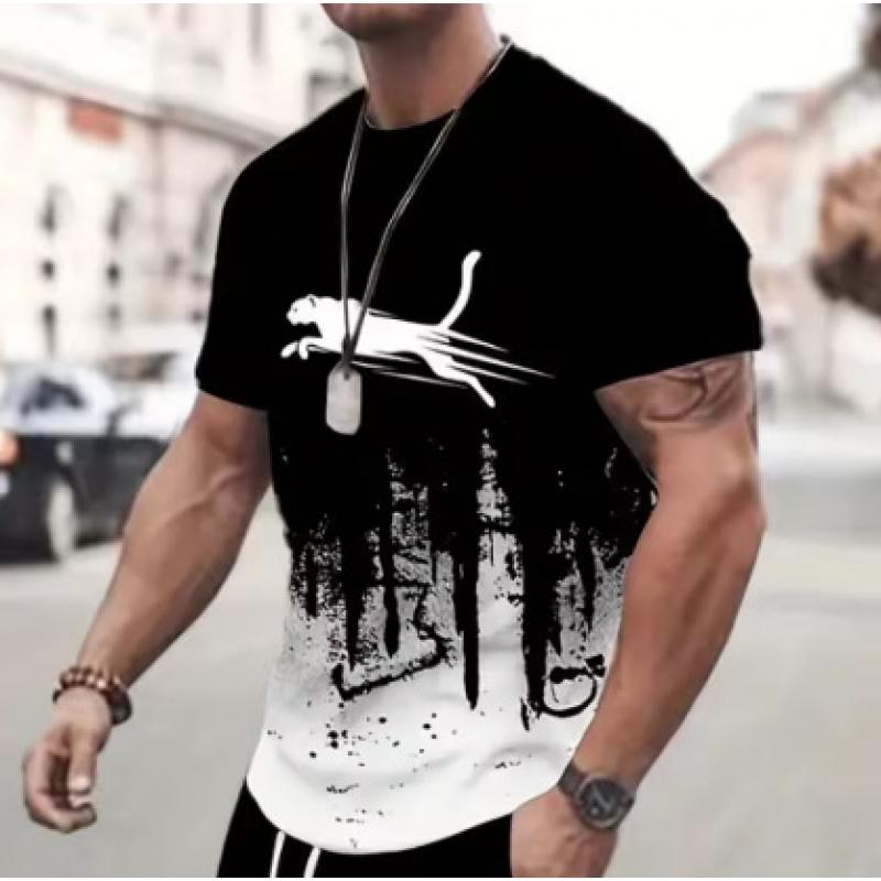 Men's Animal Pattern T-Shirt Printed Shirt Men's Sports Casual Trendy Fashion Short Sleeve T-Shirt