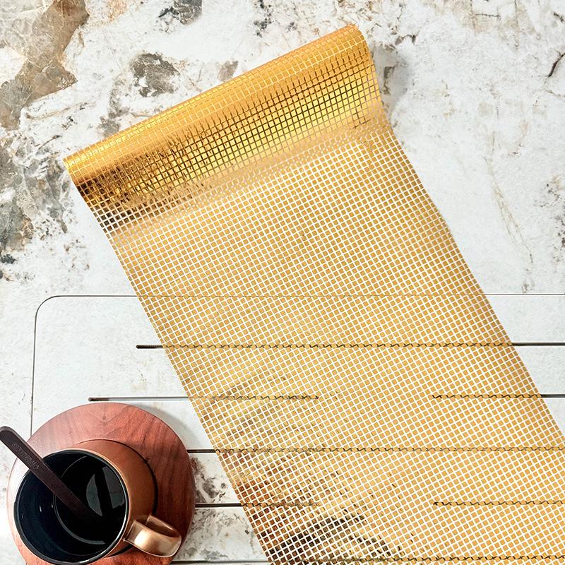 Gold Foil Plaid Sequin Party Table Runner