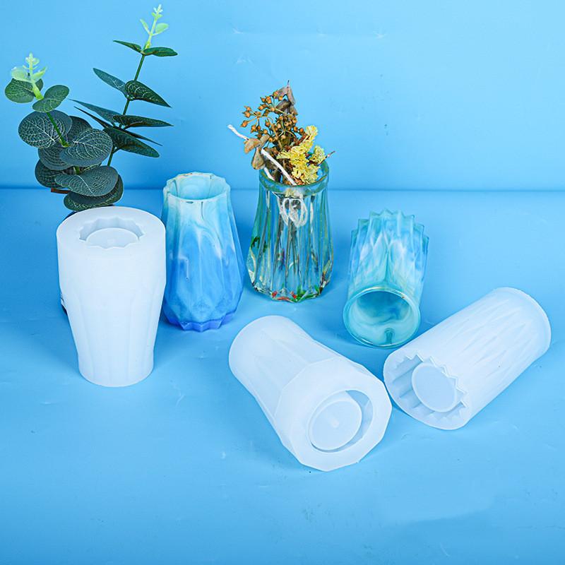 3D Vase Silicone Mold Mirror Epoxy Mold Resin Silicone Flower Geometric Vase Making Home Decor DIY Handmade Handicraft for Gifts
