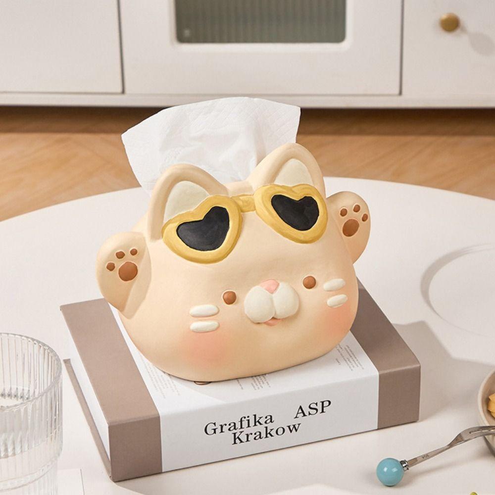 Cartoon Paper Box Ceramics Napkin Storage Box Desktop Decoration Tissue Box  Bedside