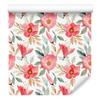Wallpaper Flowers Coral, White, Light Gray and Cream 50x1000