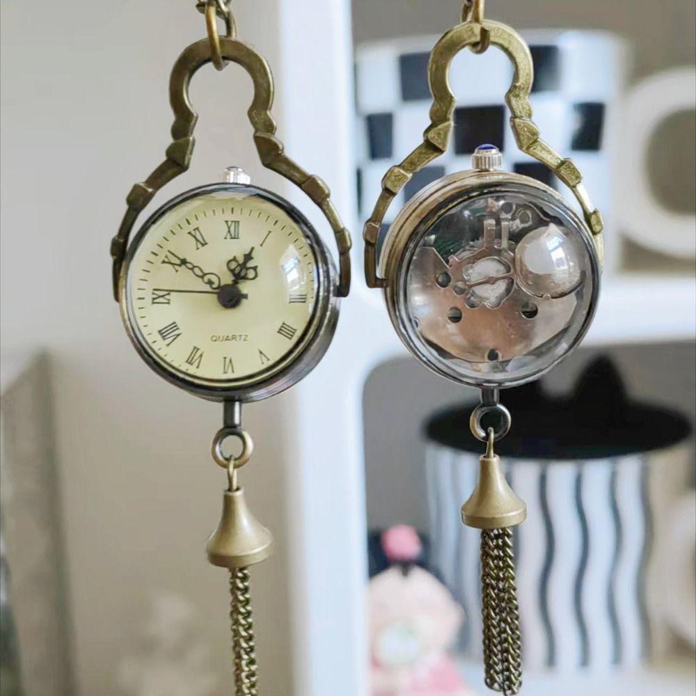 Transparent Pocket Watch Ball Shape Necklace Clock Fashion Vintage Quartz Fob Jewelry Gifts