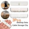 3 Pcs Practical Desktop USB Cable Fixed Organizer Clamp Buckle Line Wire Holder Cable Clip Cord Winder