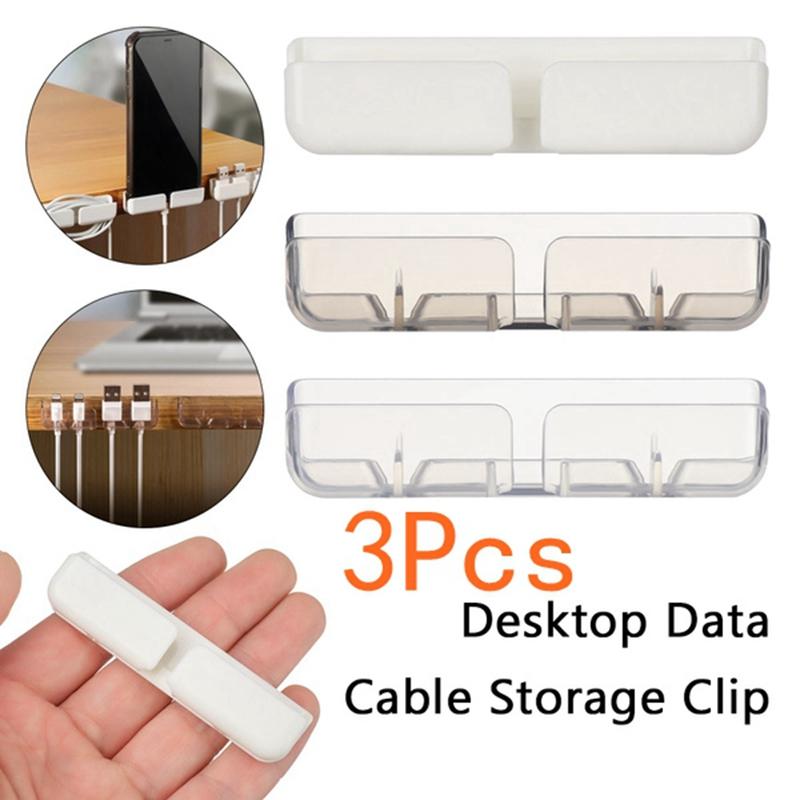 3 Pcs Practical Desktop USB Cable Fixed Organizer Clamp Buckle Line Wire Holder Cable Clip Cord Winder