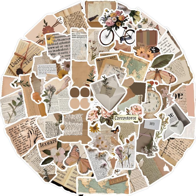 50 Pieces of Retro Graffiti English Stickers for Mobile Phone Notebooks, Luggage Box Computer Decorations, and Wall Art.