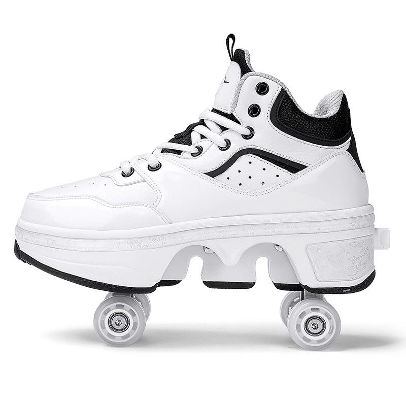 Four-wheel Runaway Shoes Children's Luminous Pulley Shoes Boys and Girls Skates Deformed Wheel Shoes