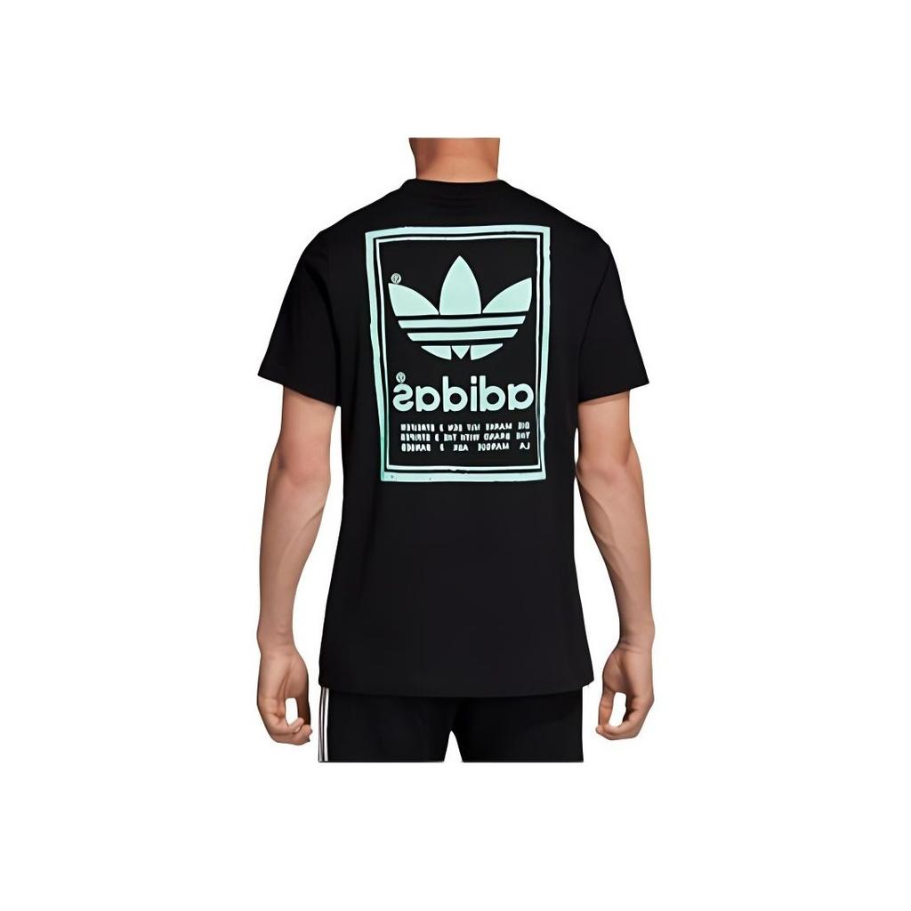 Adidas Originals Trefoil Double-Sided Print Casual Short-Sleeve T-Shirt Men Tops Black DJ2712