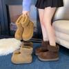 Retro Style Solid Color Velvet Warm Snow Boots Short Boots Women's Tide Winter New Round Head Warm Cotton Shoes